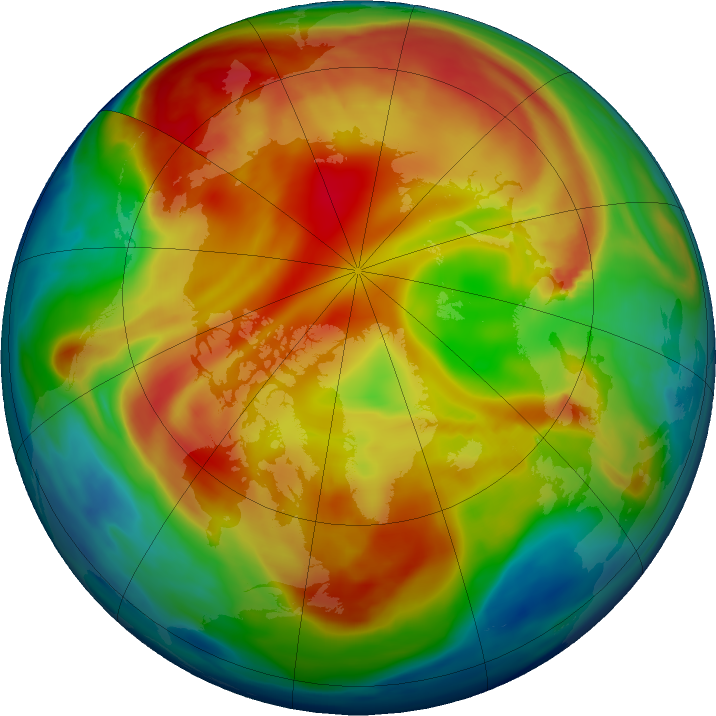 Arctic ozone map for 03 February 2019